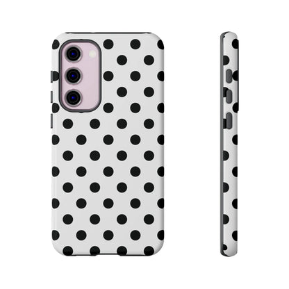 Black White Polka Dot Phone Case Cover. Phone accessories. - Samsung Galaxy S23 Plus / Glossy - Mobile Phone Cases