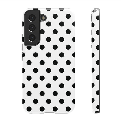 Black White Polka Dot Phone Case Cover. Phone accessories. - Samsung Galaxy S22 / Glossy - Mobile Phone Cases
