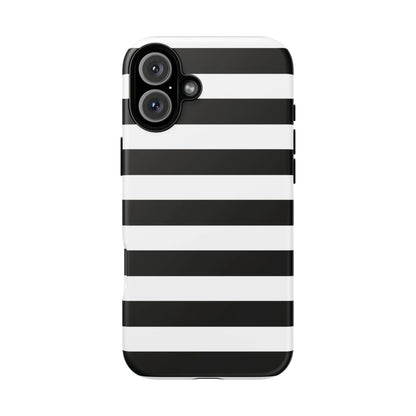 Black white stripe phone case with sleek modern design showing back side for iphone samsung and google pixel phones