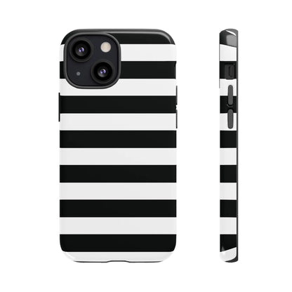Back side of black white stripe phone case with sleek modern design for iphone samsung s google pixel phones