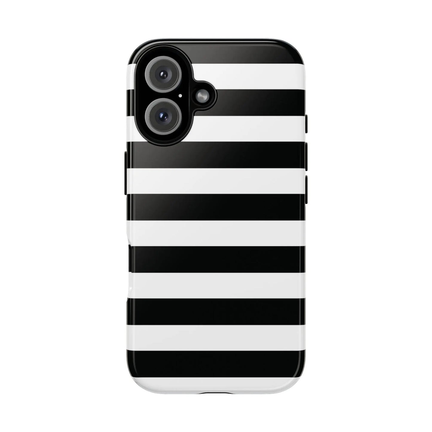 Black white stripe phone case with glossy finish showing back side for iphone samsung s google pixel phones