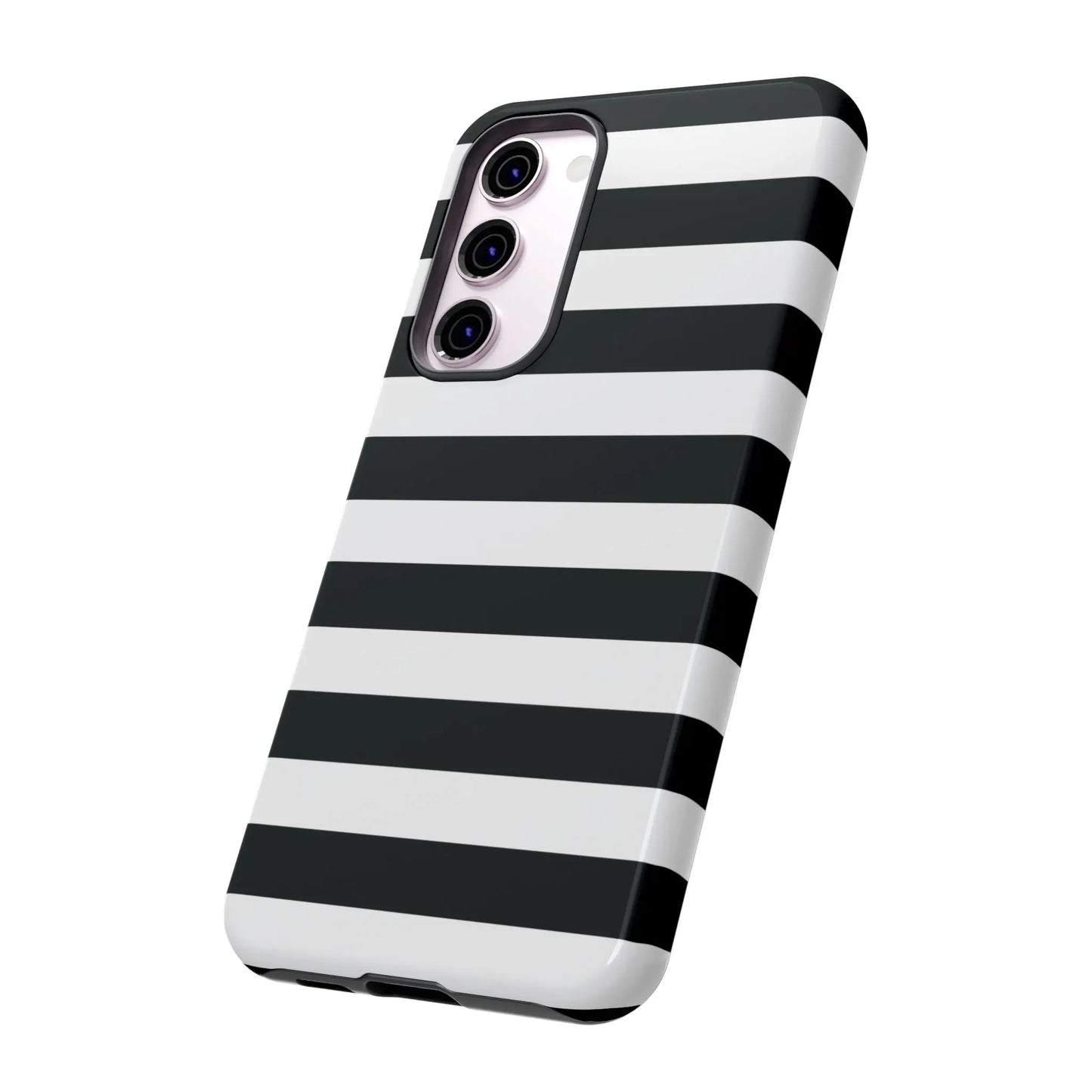 Black white stripe phone case with sleek modern back design for iphone samsung s and google pixel phones