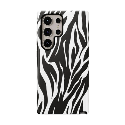 Black White Tiger Print Tough Case Cover for iPhone Samsung and Google phones. - Samsung Galaxy S24 Ultra / Matte