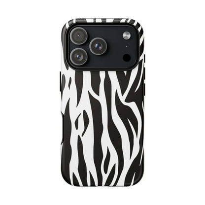 Black White Tiger Print Tough Case Cover for iPhone Samsung and Google phones. - iPhone 17 Pro / Matte - Phone Case