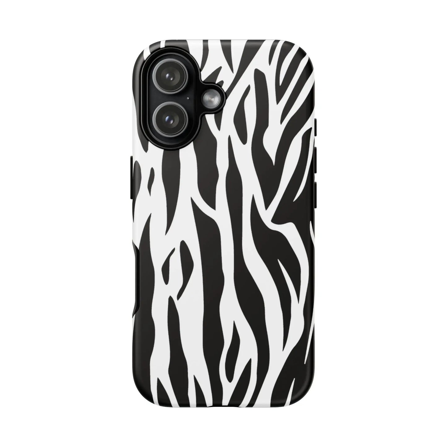 Black White Tiger Print Tough Case Cover for iPhone Samsung and Google phones. - iPhone 17 / Matte - Phone Case