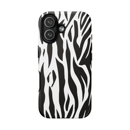 Black White Tiger Print Tough Case Cover for iPhone Samsung and Google phones. - iPhone 17 / Matte - Phone Case