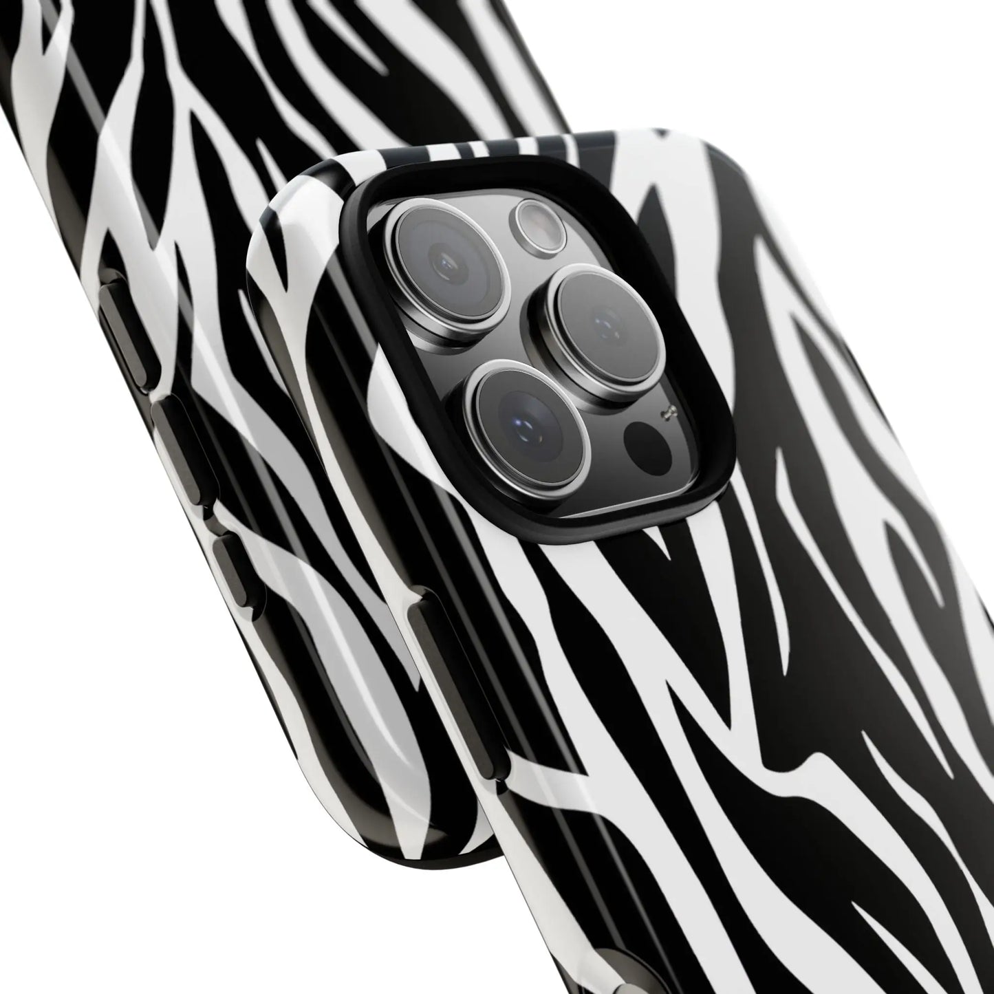 Black White Tiger Print Tough Case Cover for iPhone Samsung and Google phones. - Phone Case