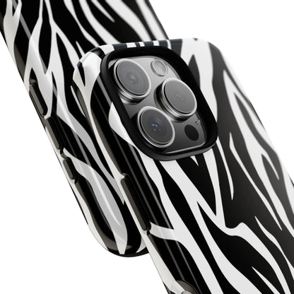 Black White Tiger Print Tough Case Cover for iPhone Samsung and Google phones. - Phone Case