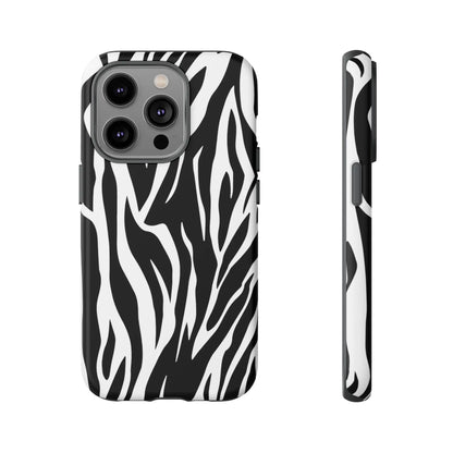 Black White Tiger Print Tough Case Cover for iPhone Samsung and Google phones. - iPhone 14 Pro / Matte - Phone Case