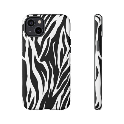 Black White Tiger Print Tough Case Cover for iPhone Samsung and Google phones. - iPhone 14 Plus / Matte - Phone Case