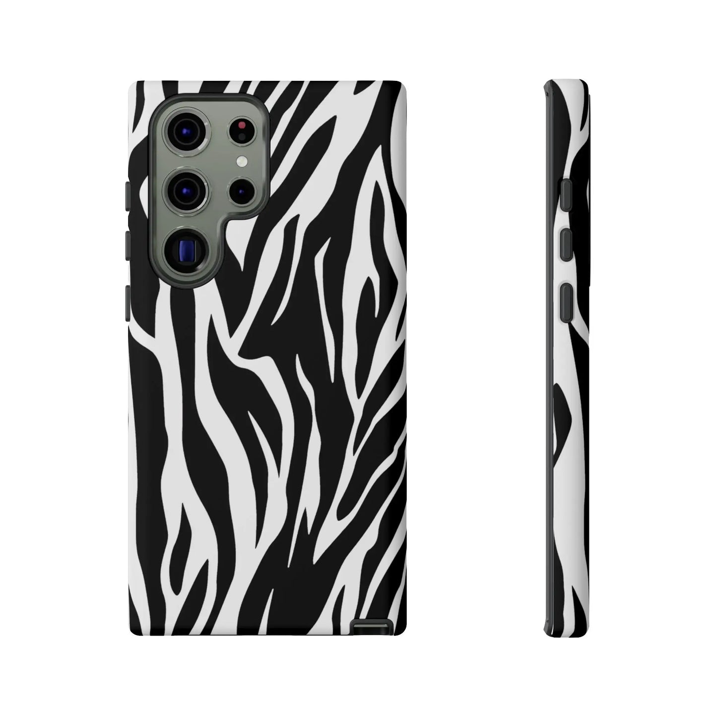 Black White Tiger Print Tough Case Cover for iPhone Samsung and Google phones. - Samsung Galaxy S23 Ultra / Matte