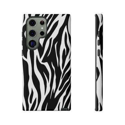 Black White Tiger Print Tough Case Cover for iPhone Samsung and Google phones. - Samsung Galaxy S23 Ultra / Matte