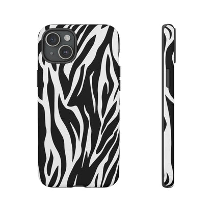 Black White Tiger Print Tough Case Cover for iPhone Samsung and Google phones. - iPhone 15 Plus / Matte - Phone Case