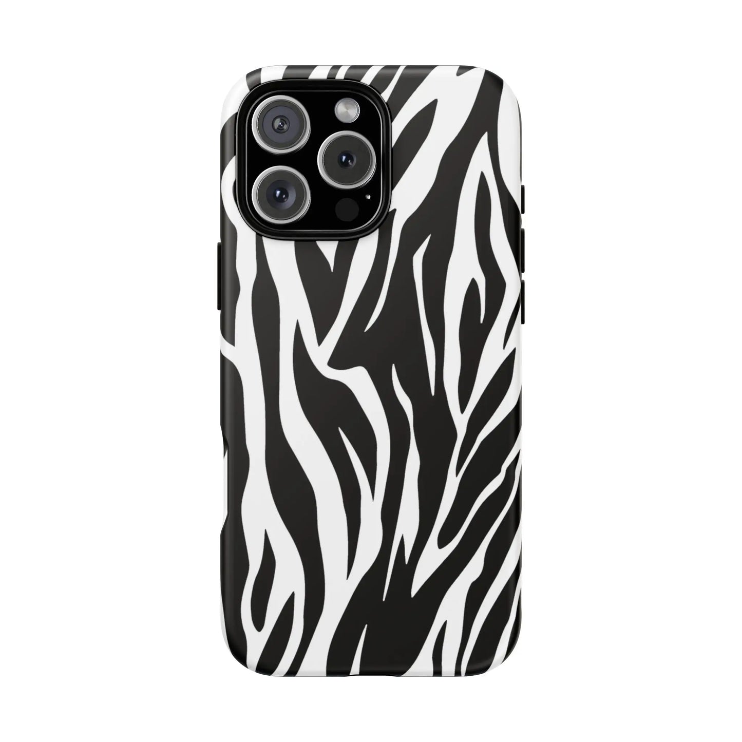 Black White Tiger Print Tough Case Cover for iPhone Samsung and Google phones. - iPhone 16 Pro Max / Matte - Phone Case