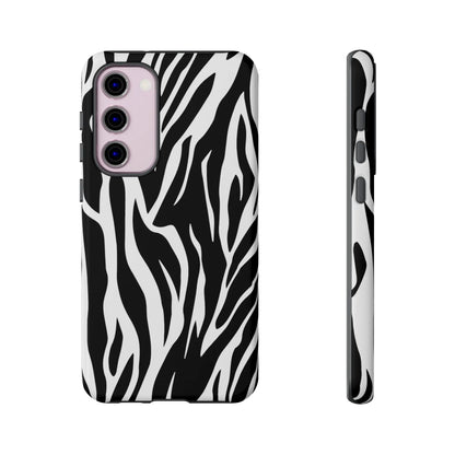 Black White Tiger Print Tough Case Cover for iPhone Samsung and Google phones. - Samsung Galaxy S23 Plus / Glossy