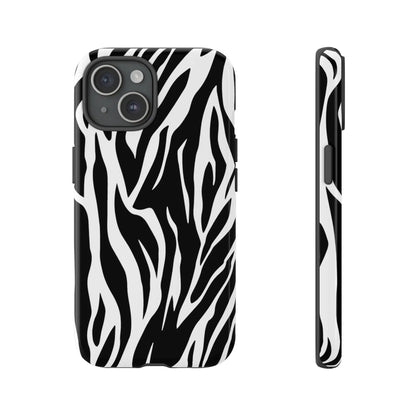 Black White Tiger Print Tough Case Cover for iPhone Samsung and Google phones. - Phone Case