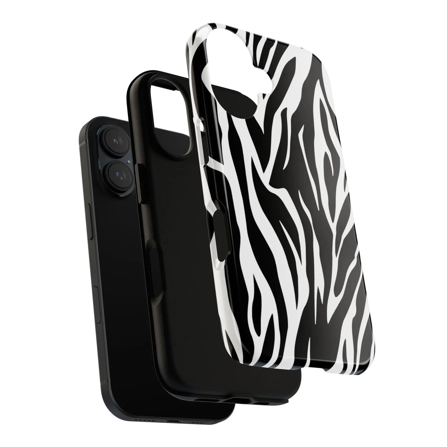 Black White Tiger Print Tough Case Cover for iPhone Samsung and Google phones. - Phone Case