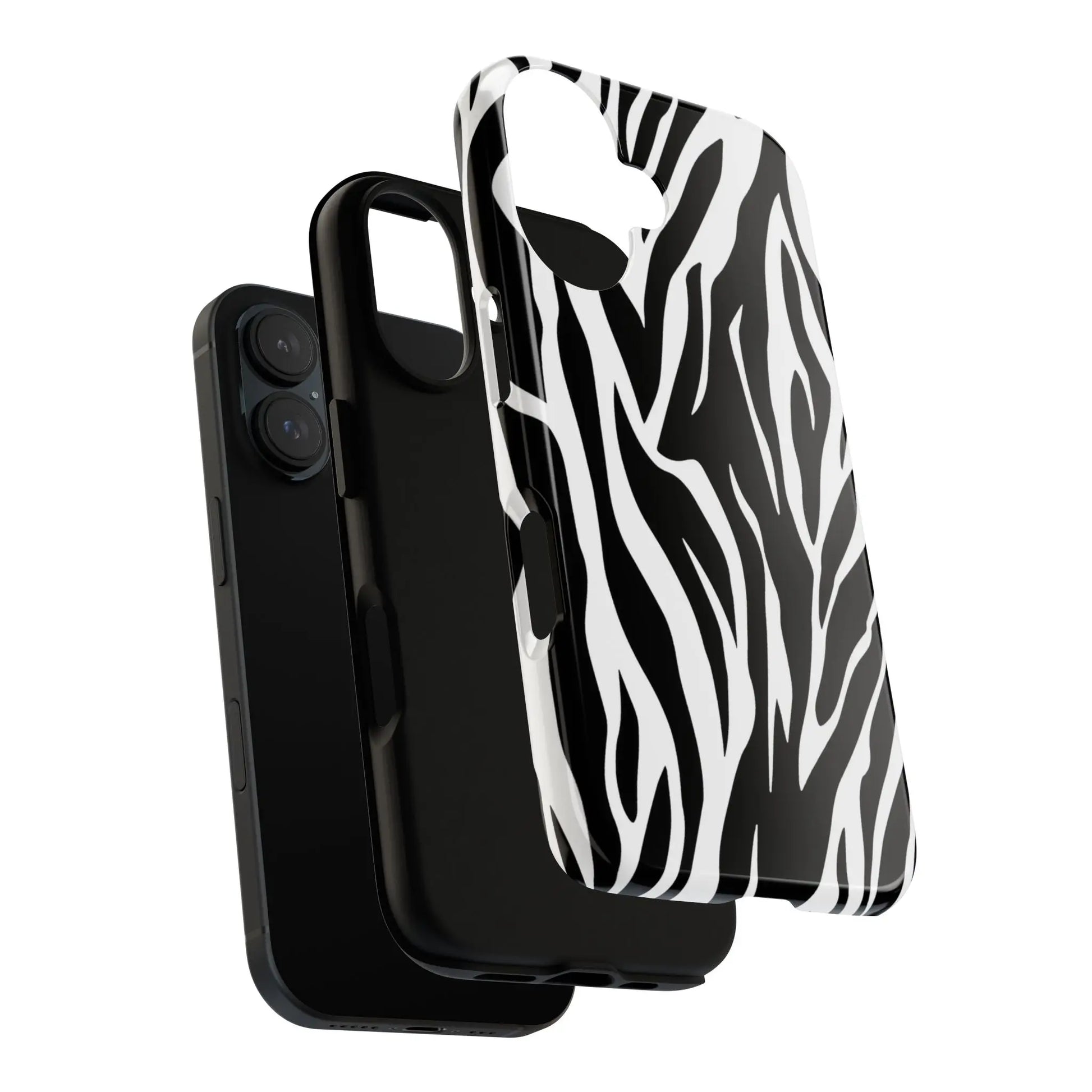 Black White Tiger Print Tough Case Cover for iPhone Samsung and Google phones. - Phone Case