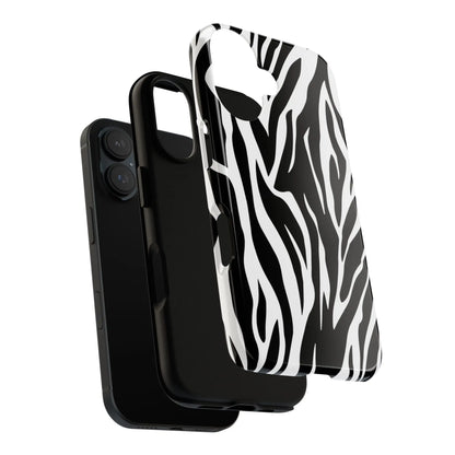 Black White Tiger Print Tough Case Cover for iPhone Samsung and Google phones. - Phone Case