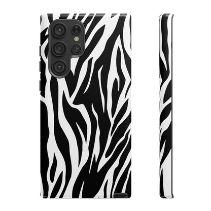 Black White Tiger Print Tough Case Cover for iPhone Samsung and Google phones. - Samsung Galaxy S22 Ultra / Glossy