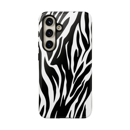 Black White Tiger Print Tough Case Cover for iPhone Samsung and Google phones. - Samsung Galaxy S24 / Glossy - Phone