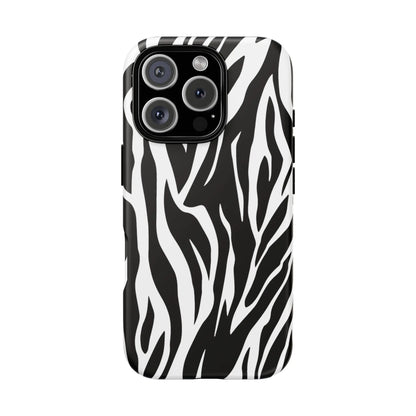 Black White Tiger Print Tough Case Cover for iPhone Samsung and Google phones. - iPhone 16 Pro / Matte - Phone Case