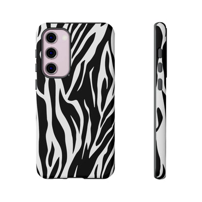 Black White Tiger Print Tough Case Cover for iPhone Samsung and Google phones. - Samsung Galaxy S23 Plus / Matte