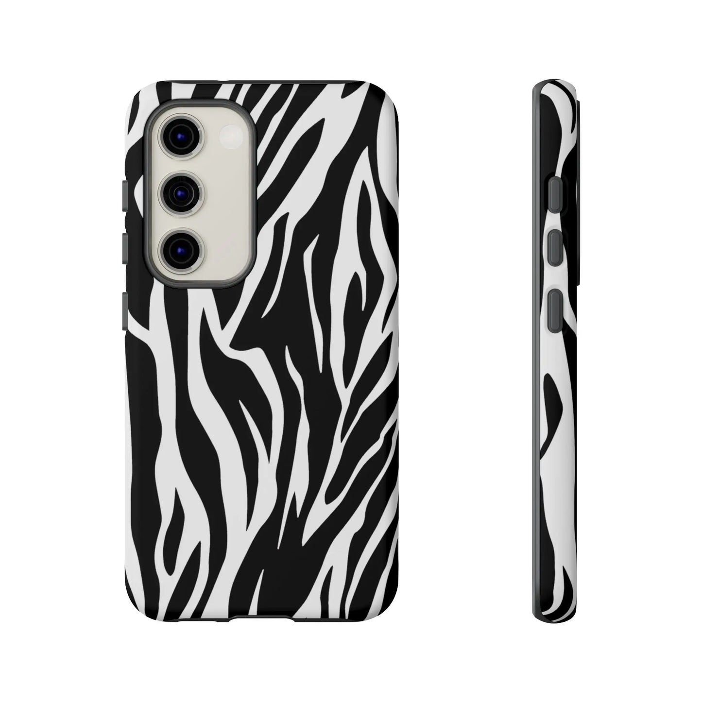 Black White Tiger Print Tough Case Cover for iPhone Samsung and Google phones. - Samsung Galaxy S23 / Matte - Phone Case