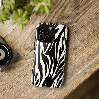 Black White Tiger Print Tough Case Cover for iPhone Samsung and Google phones. - Phone Case