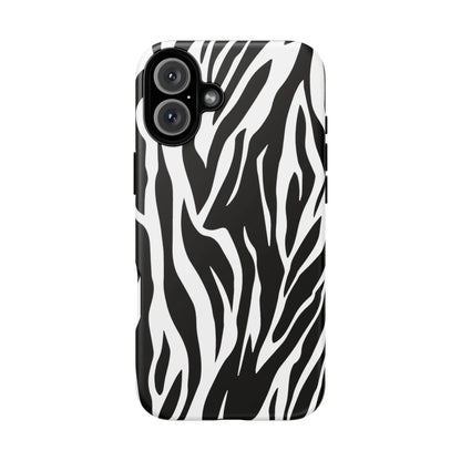 Black White Tiger Print Tough Case Cover for iPhone Samsung and Google phones. - iPhone 16 Plus / Matte - Phone Case