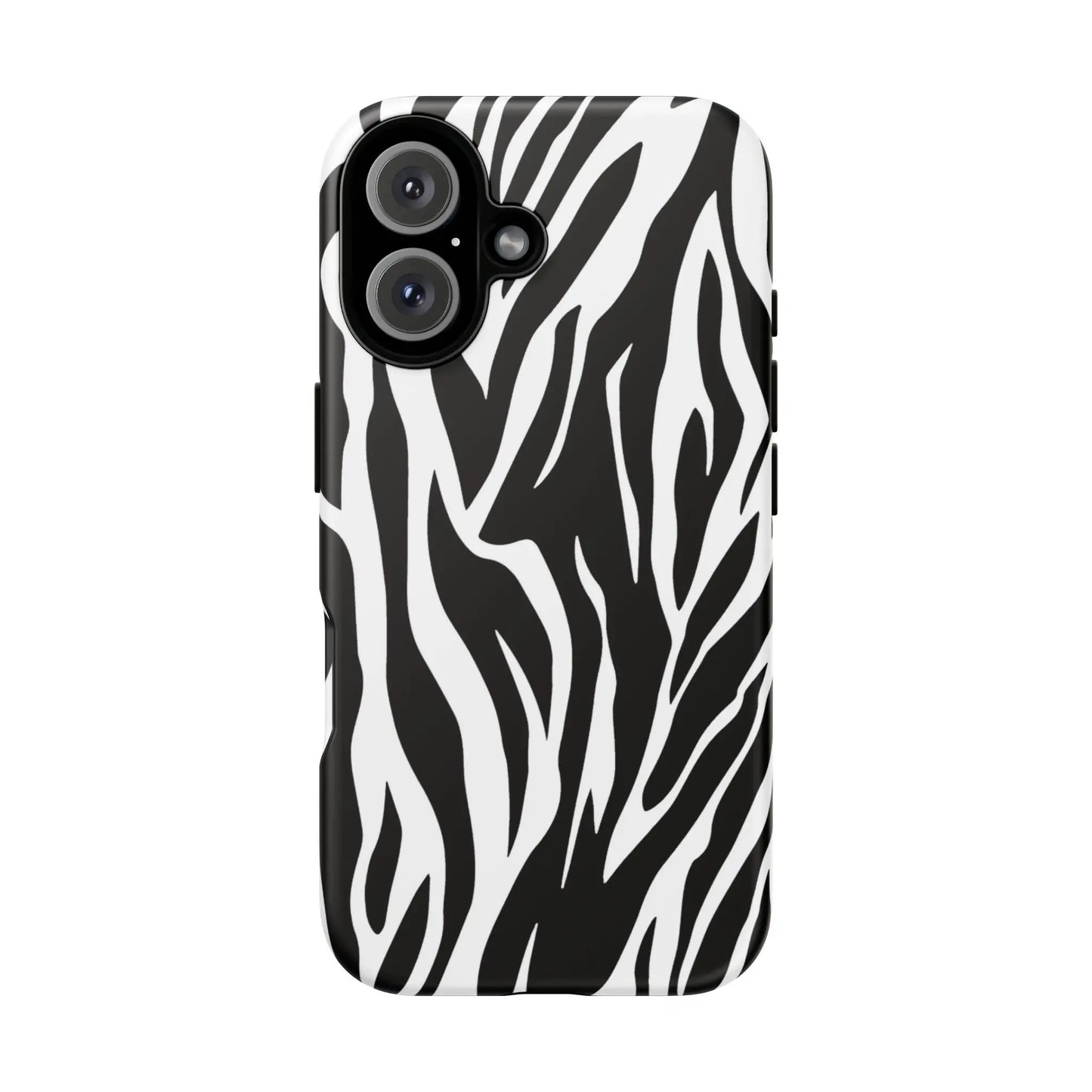 Black White Tiger Print Tough Case Cover for iPhone Samsung and Google phones. - iPhone 16 / Matte - Phone Case