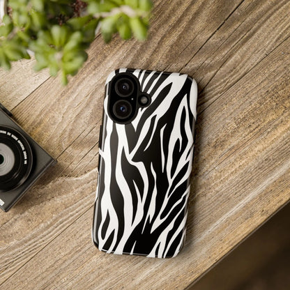 Black White Tiger Print Tough Case Cover for iPhone Samsung and Google phones. - Phone Case