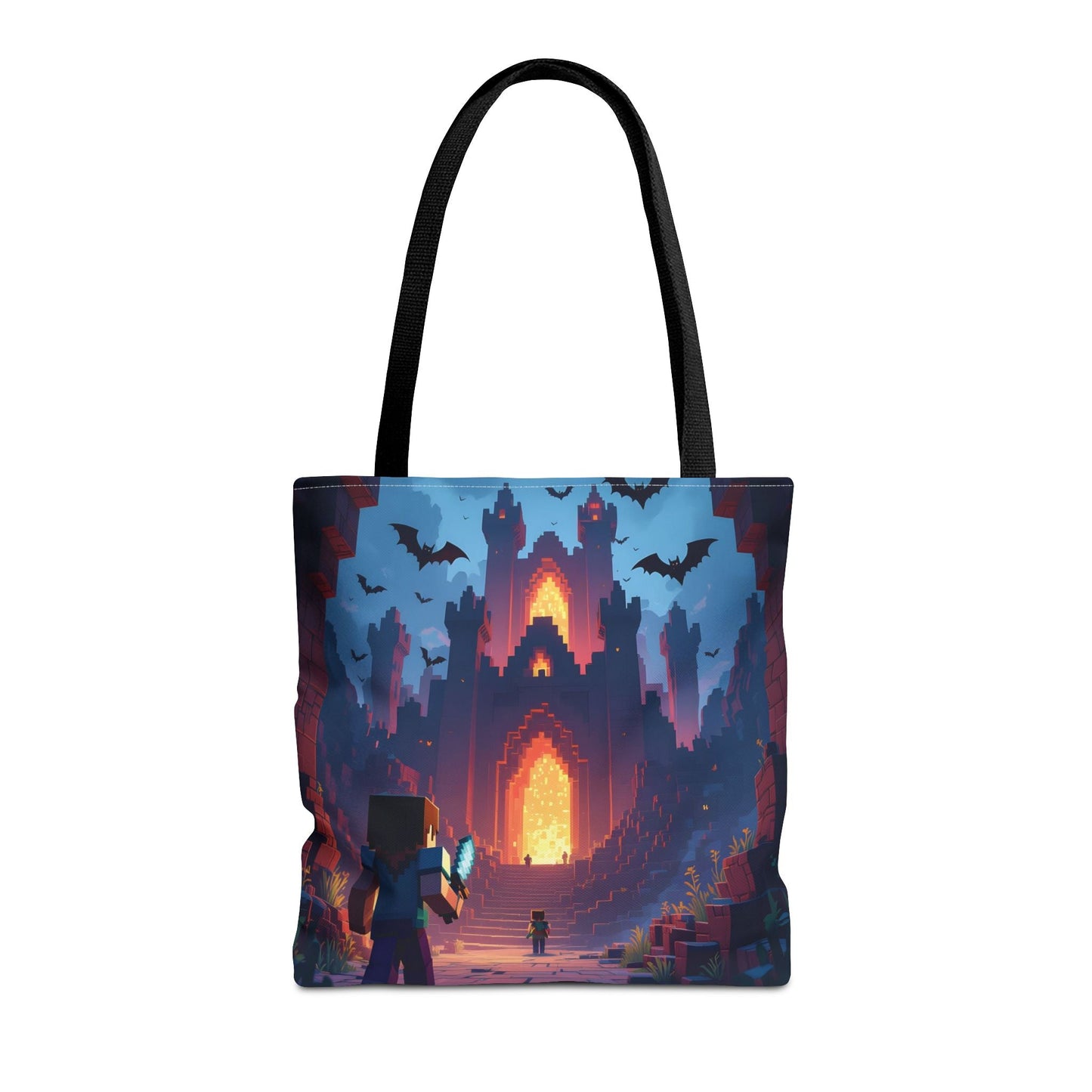 Block Movie Adventure Tote Gaming Gift Eco-Friendly Reusable Shopping Bag - 16’’ × 16’’ / Black - Tote Bag