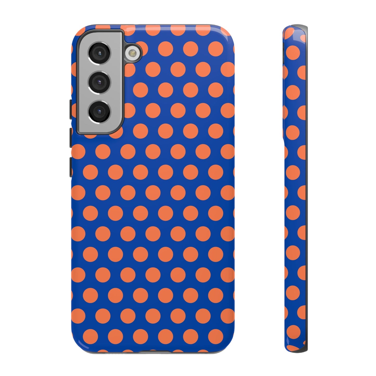 Blue & Coral Polka Dot Phone Case for iPhone Samsung S Google Pixel Phones - Samsung Galaxy S22 Plus / Glossy - Mobile