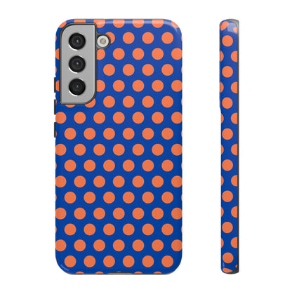 Blue & Coral Polka Dot Phone Case for iPhone Samsung S Google Pixel Phones - Samsung Galaxy S22 Plus / Glossy - Mobile