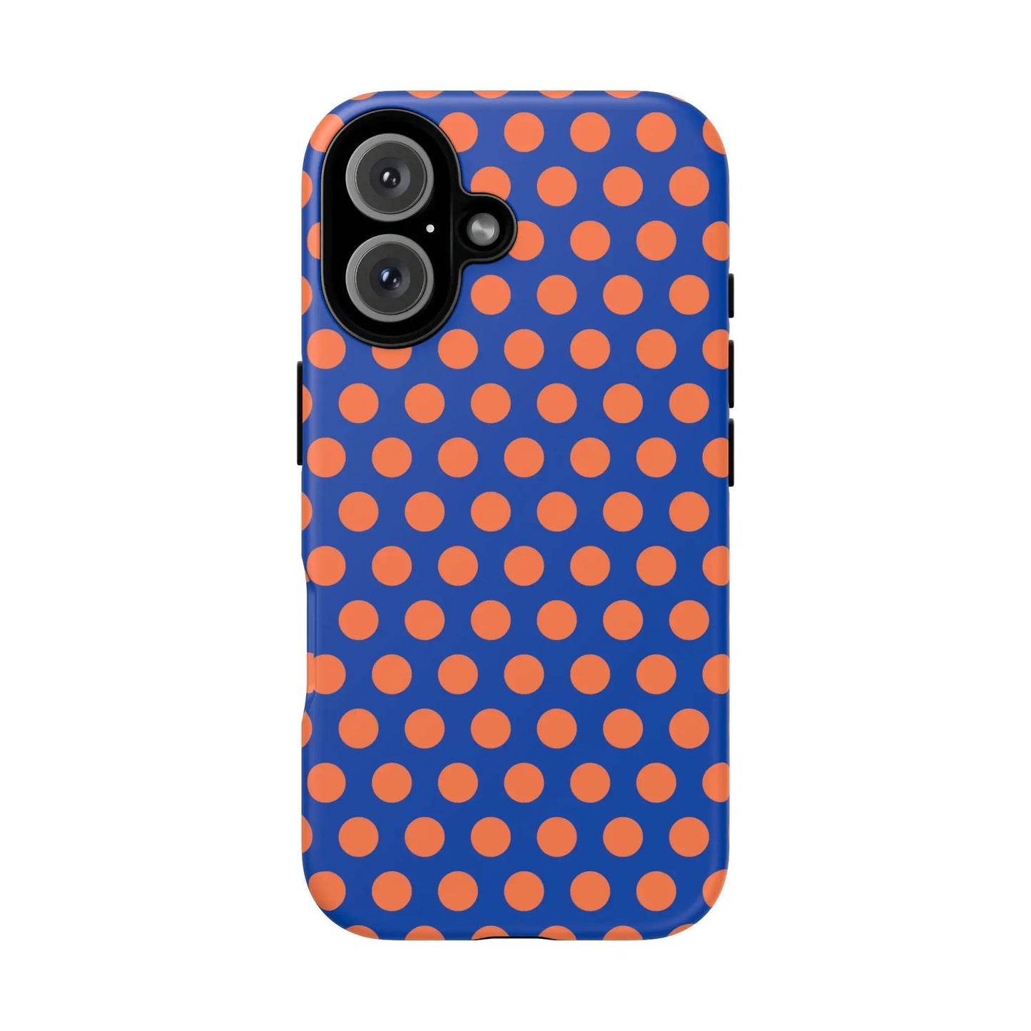 Blue & Coral Polka Dot Phone Case for iPhone Samsung S Google Pixel Phones - iPhone 16 / Matte - Mobile Phone Cases