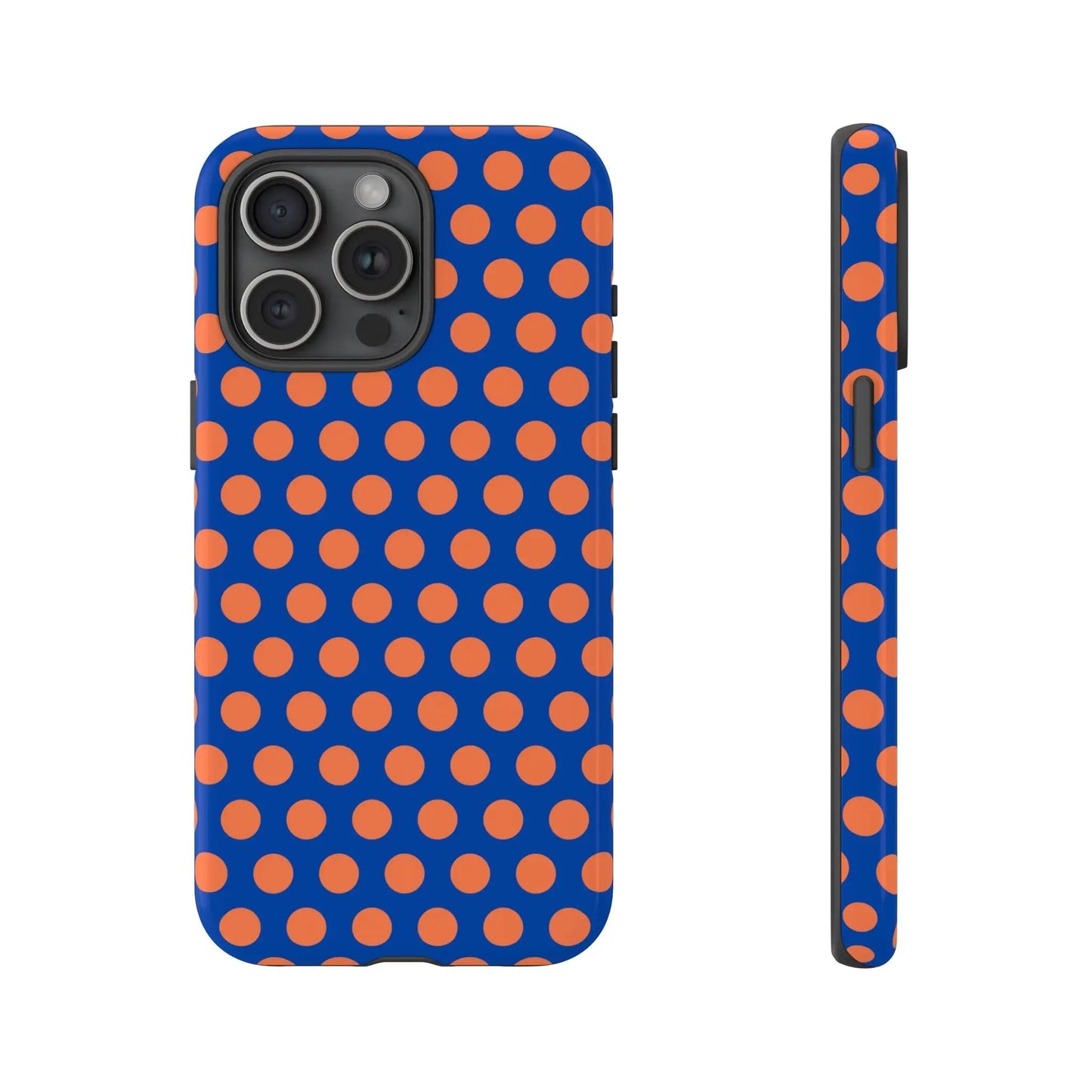 Blue & Coral Polka Dot Phone Case for iPhone Samsung S Google Pixel Phones - iPhone 15 Pro Max / Glossy - Mobile Phone