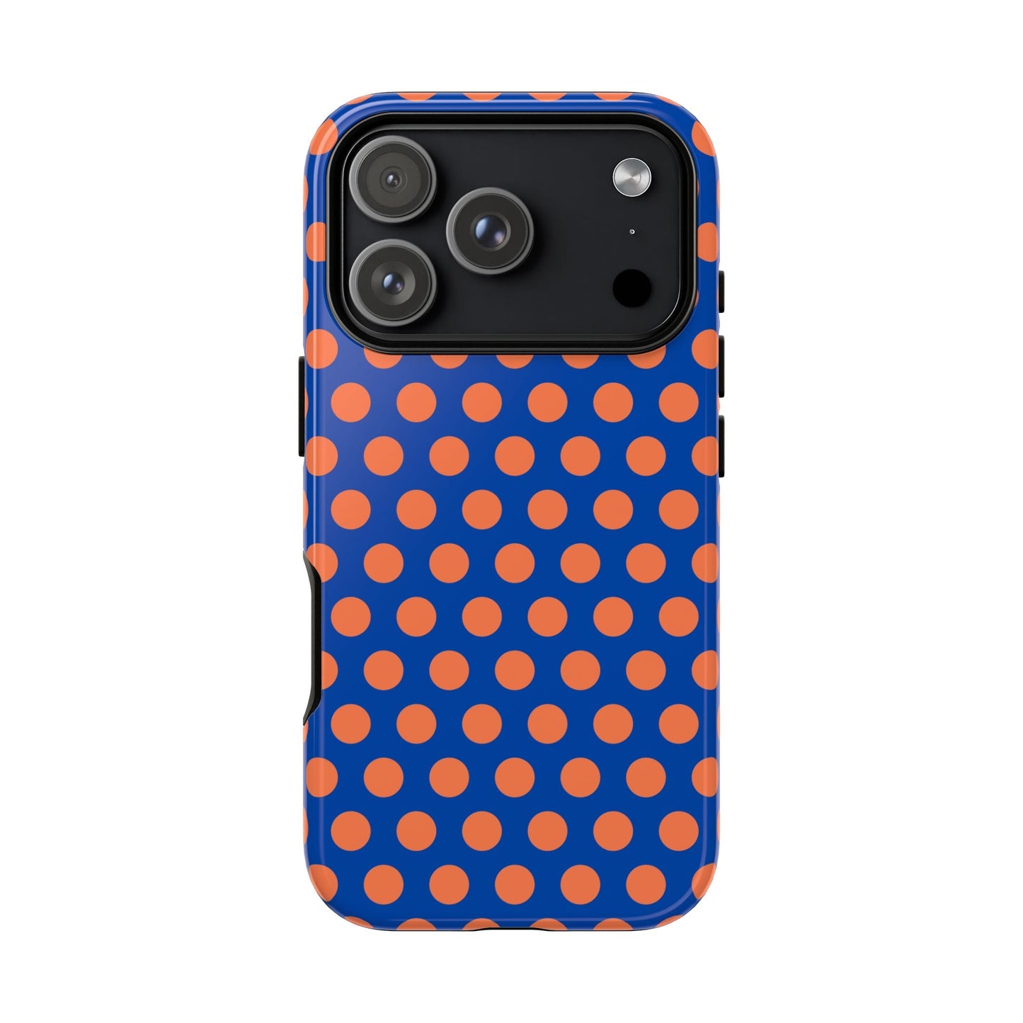 Blue & Coral Polka Dot Phone Case for iPhone Samsung S Google Pixel Phones - iPhone 17 Pro / Glossy - Mobile Phone Cases
