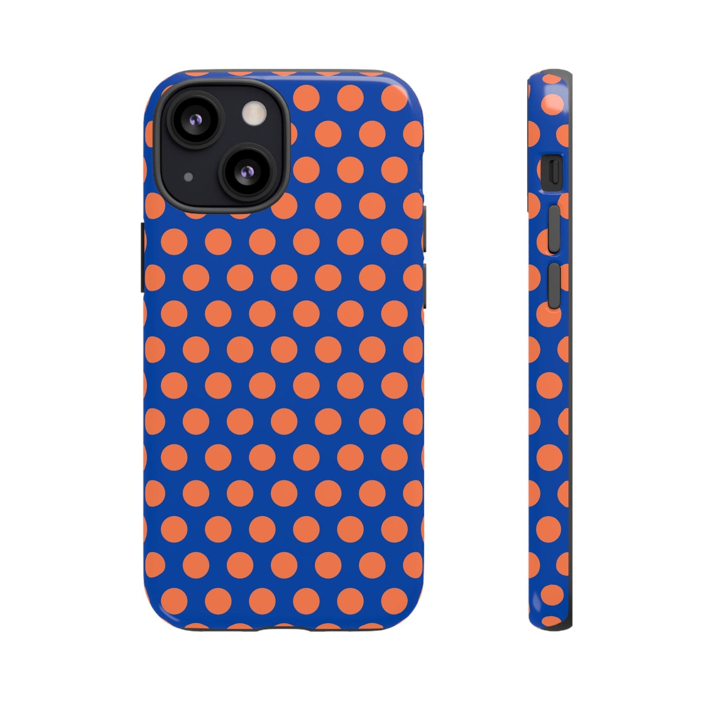 Blue & Coral Polka Dot Phone Case for iPhone Samsung S Google Pixel Phones - iPhone 13 Mini / Glossy - Mobile Phone