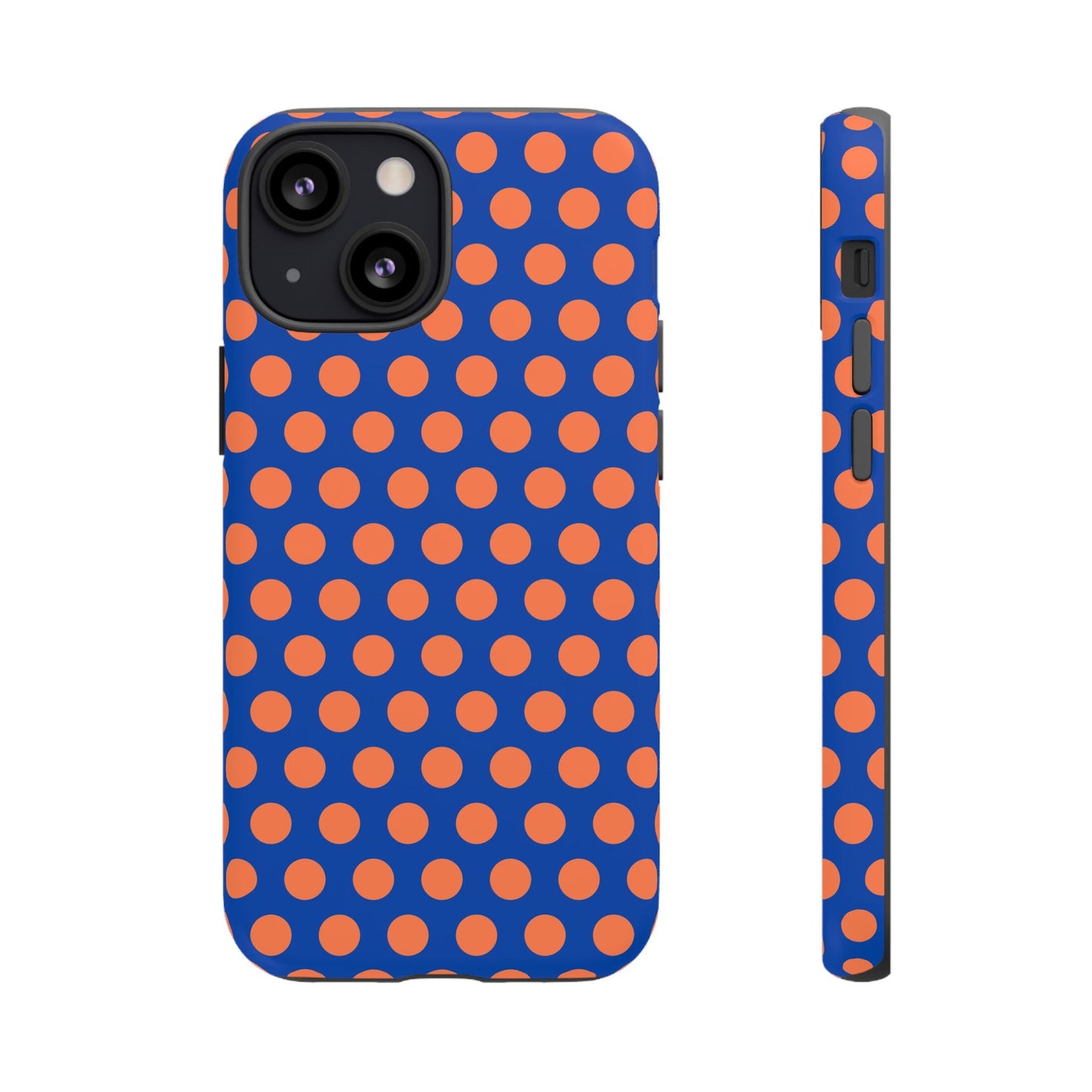 Blue & Coral Polka Dot Phone Case for iPhone Samsung S Google Pixel Phones - iPhone 13 Mini / Matte - Mobile Phone Cases