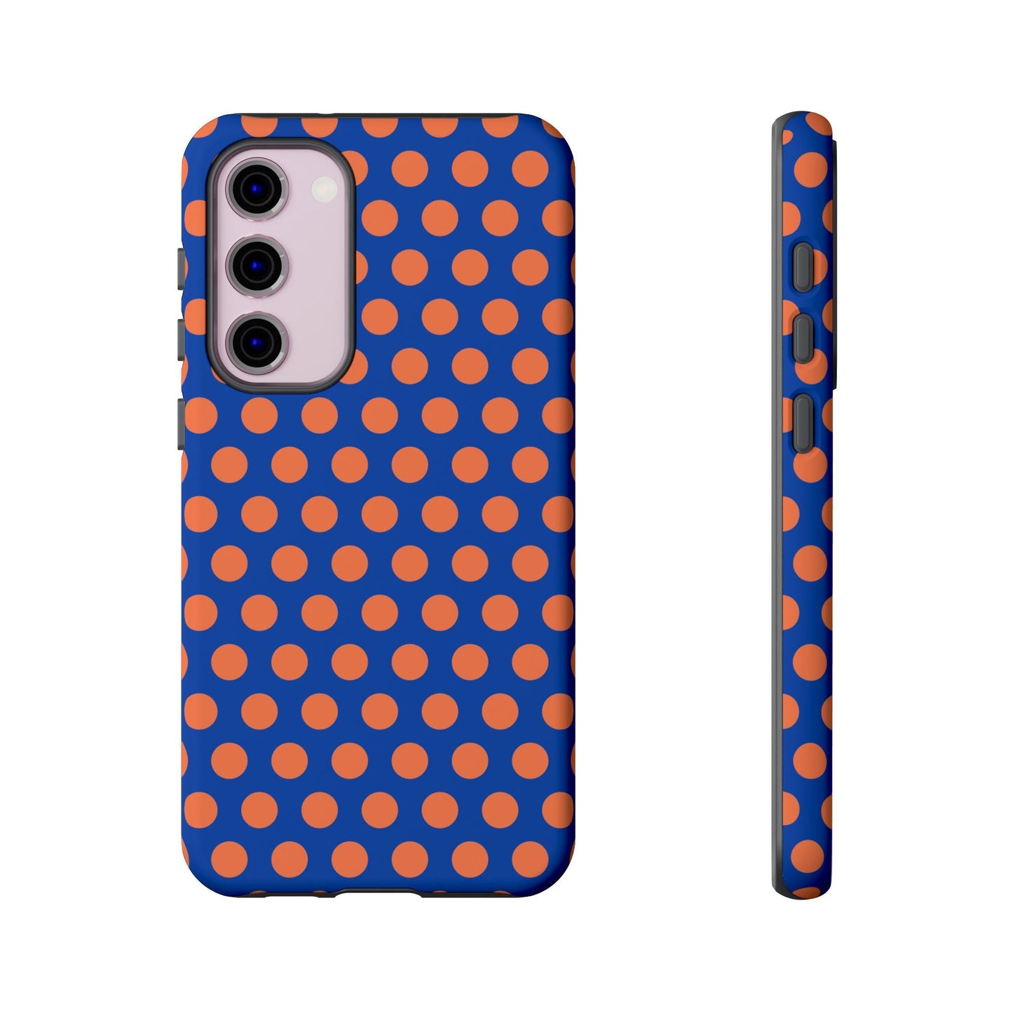 Blue & Coral Polka Dot Phone Case for iPhone Samsung S Google Pixel Phones - Samsung Galaxy S23 Plus / Matte - Mobile