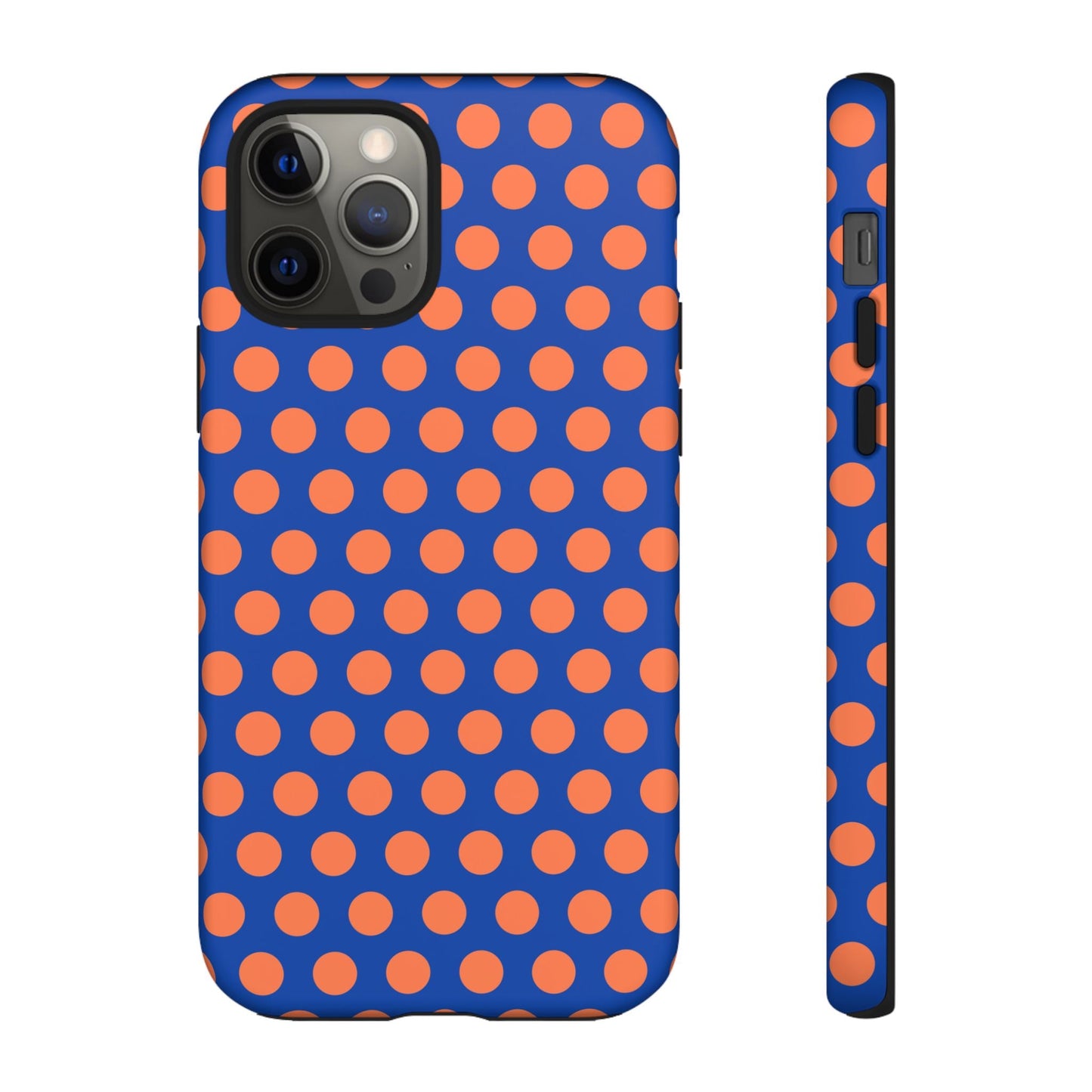 Blue & Coral Polka Dot Phone Case for iPhone Samsung S Google Pixel Phones - iPhone 12 Pro / Matte - Mobile Phone Cases