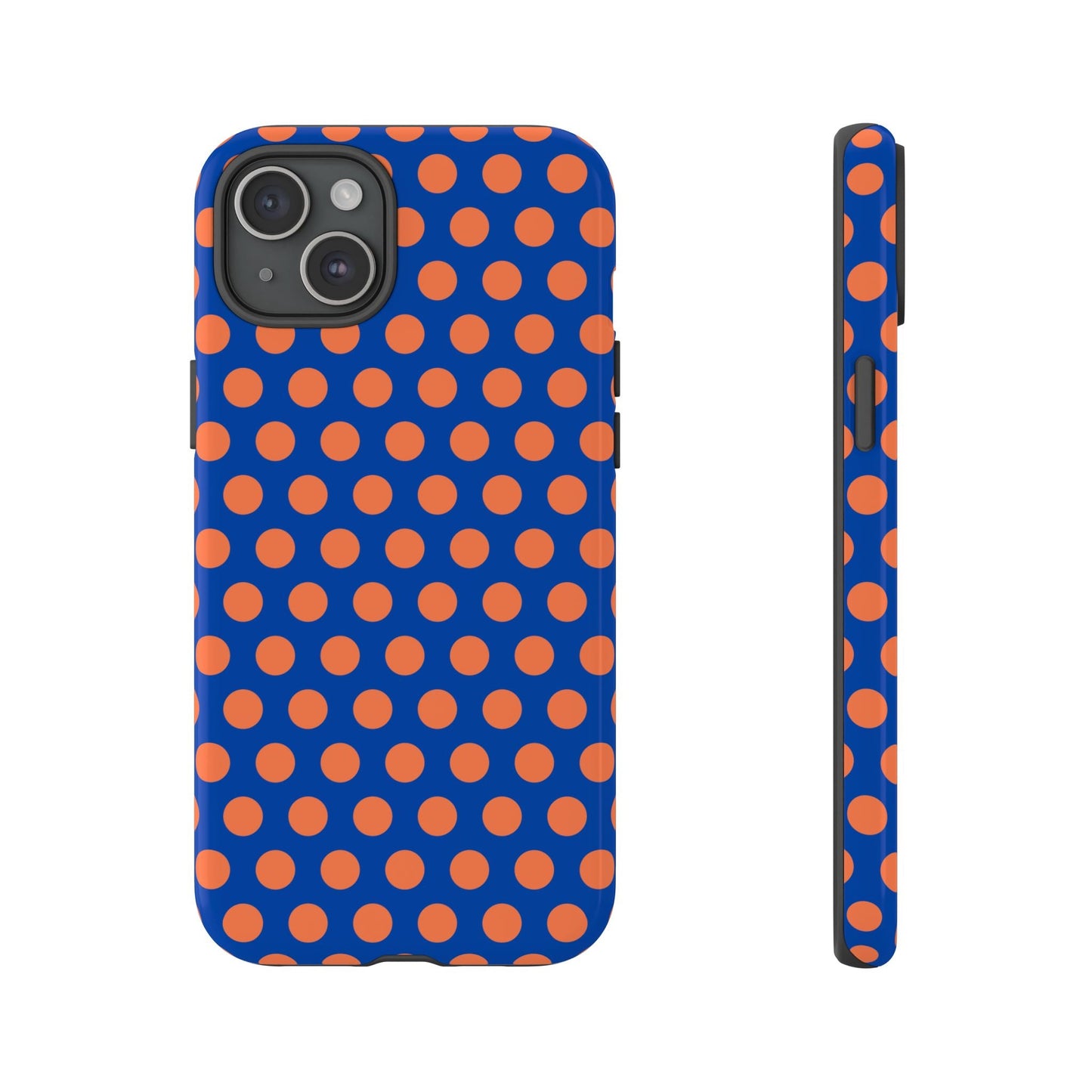 Blue & Coral Polka Dot Phone Case for iPhone Samsung S Google Pixel Phones - iPhone 15 Plus / Glossy - Mobile Phone