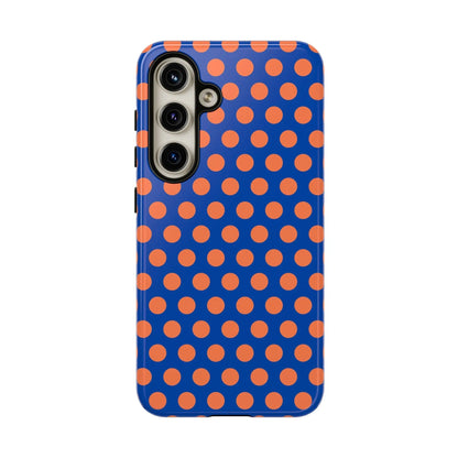 Blue & Coral Polka Dot Phone Case for iPhone Samsung S Google Pixel Phones - Samsung Galaxy S24 / Glossy - Mobile Phone
