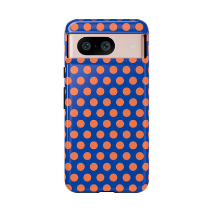 Blue & Coral Polka Dot Phone Case for iPhone Samsung S Google Pixel Phones - Google Pixel 8 / Glossy - Mobile Phone