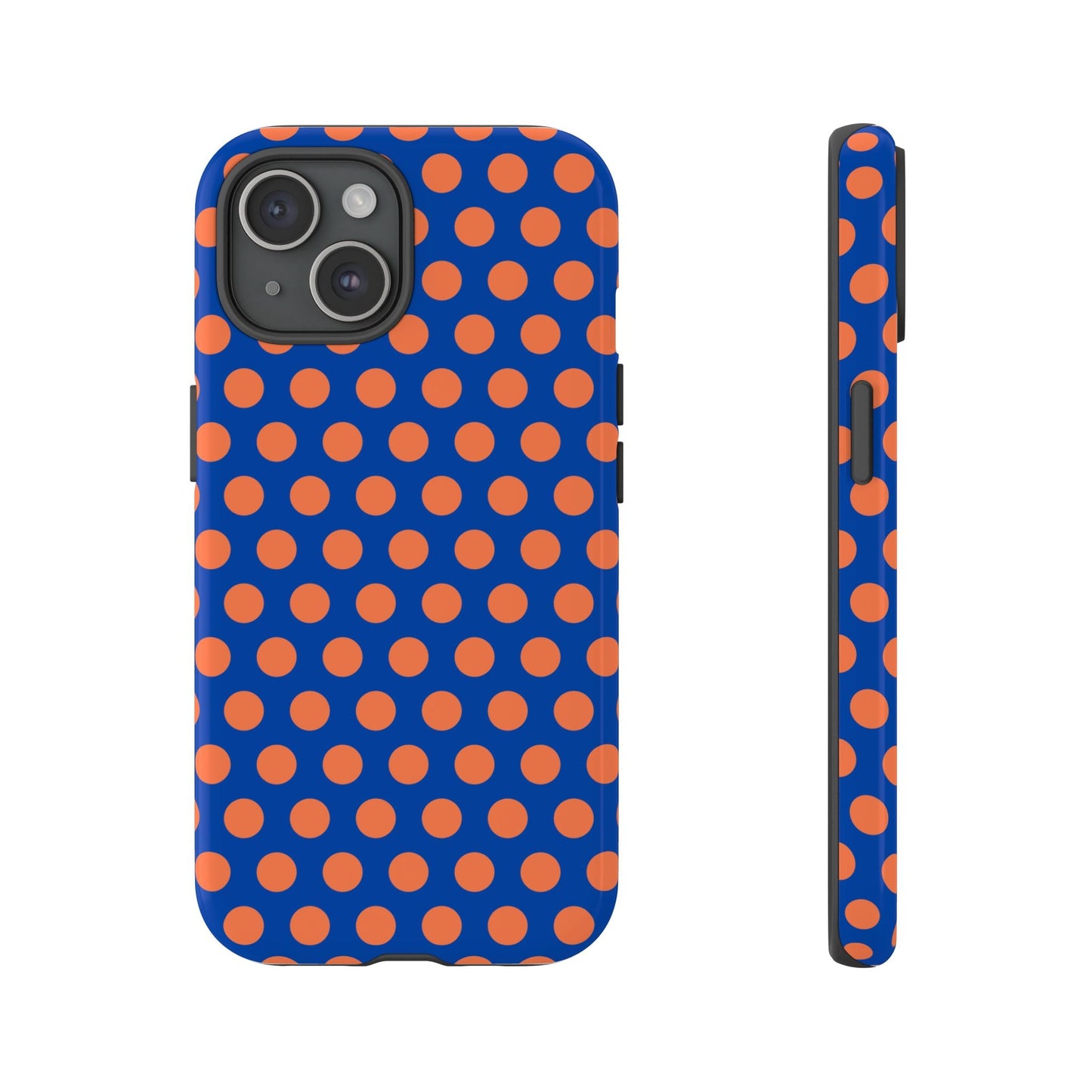 Blue & Coral Polka Dot Phone Case for iPhone Samsung S Google Pixel Phones - iPhone 15 / Glossy - Mobile Phone Cases