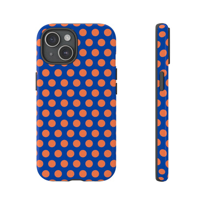 Blue & Coral Polka Dot Phone Case for iPhone Samsung S Google Pixel Phones - iPhone 15 / Glossy - Mobile Phone Cases