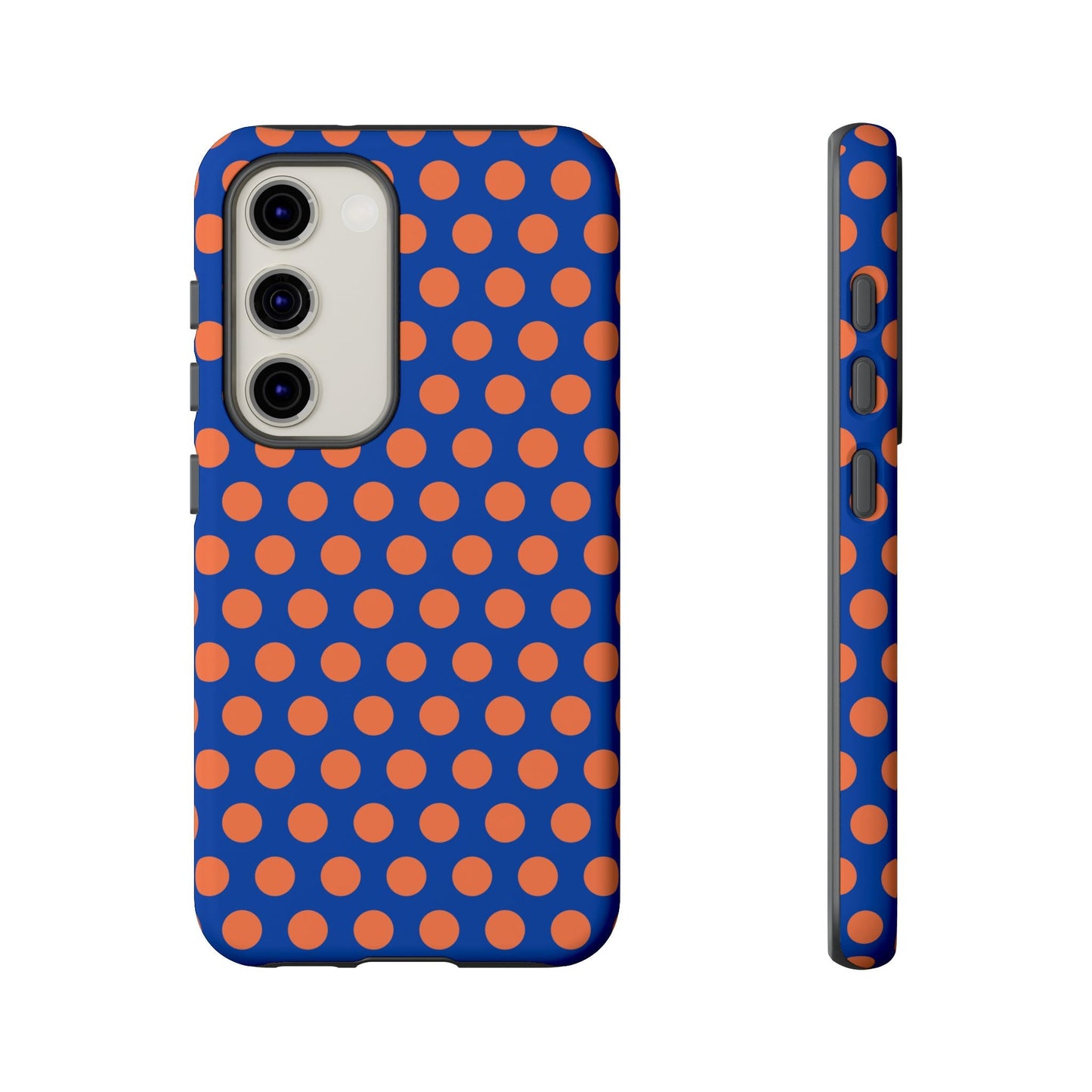 Blue & Coral Polka Dot Phone Case for iPhone Samsung S Google Pixel Phones - Samsung Galaxy S23 / Matte - Mobile Phone