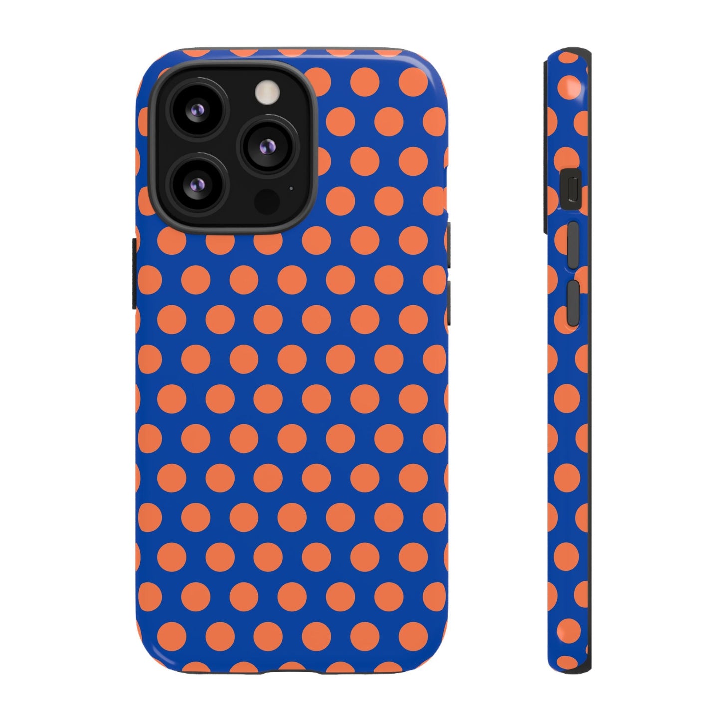 Blue & Coral Polka Dot Phone Case for iPhone Samsung S Google Pixel Phones - iPhone 13 Pro / Glossy - Mobile Phone Cases