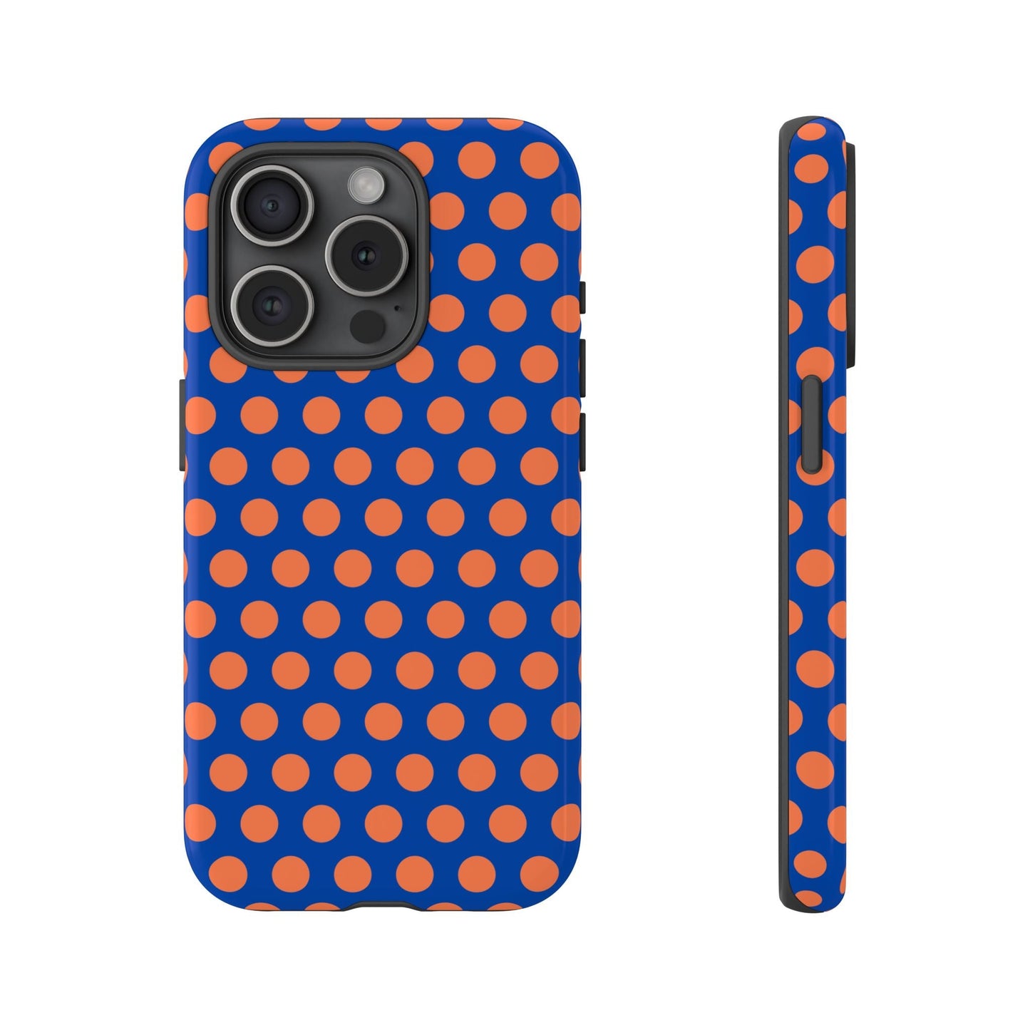 Blue & Coral Polka Dot Phone Case for iPhone Samsung S Google Pixel Phones - iPhone 15 Pro / Glossy - Mobile Phone Cases